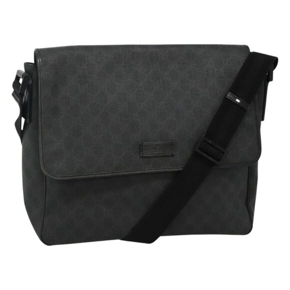 GUCCI GG Supreme Shoulder Bag PVC Black Silver - Picture 10 of 16